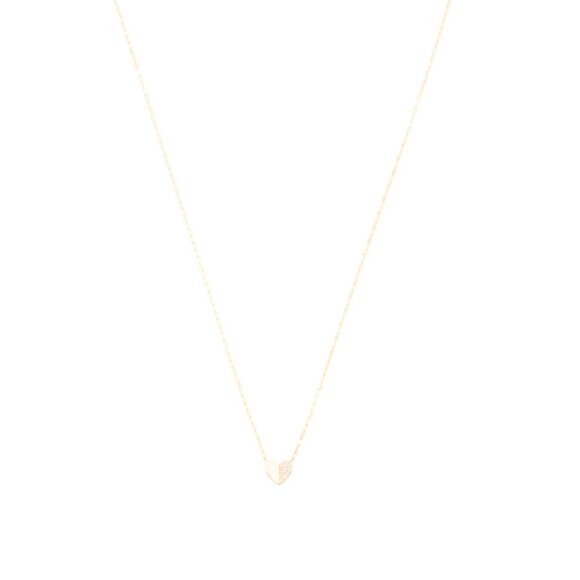 GEMOLIO Gold/Diamond 14kt Gold Diamond Petite Heart Necklace - Picture 1 of 2